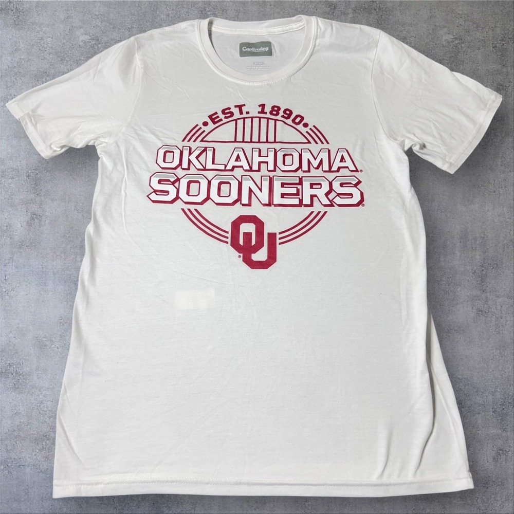 NEW Oklahoma Sooners T Shirt NCAA College Football White Est 1890‎ Small
